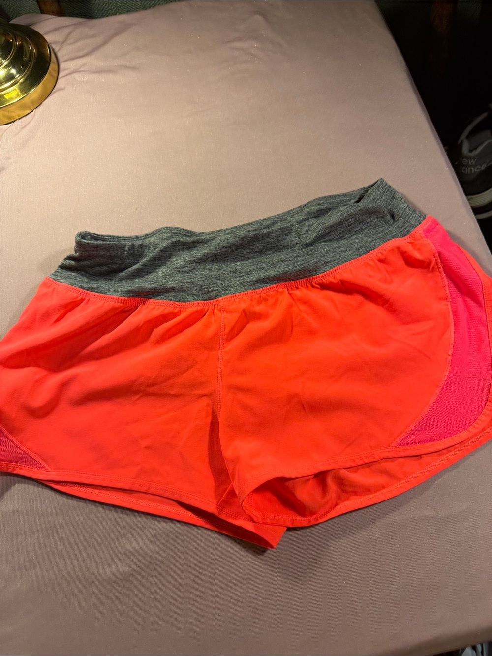 Champion Coral and Pink Athletic Shorts with Gray Waistband